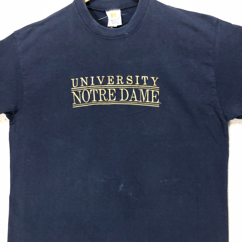 Notre Dame University T-Shirt Embroidered Collegiate‎ Graphic Tee Size XL
